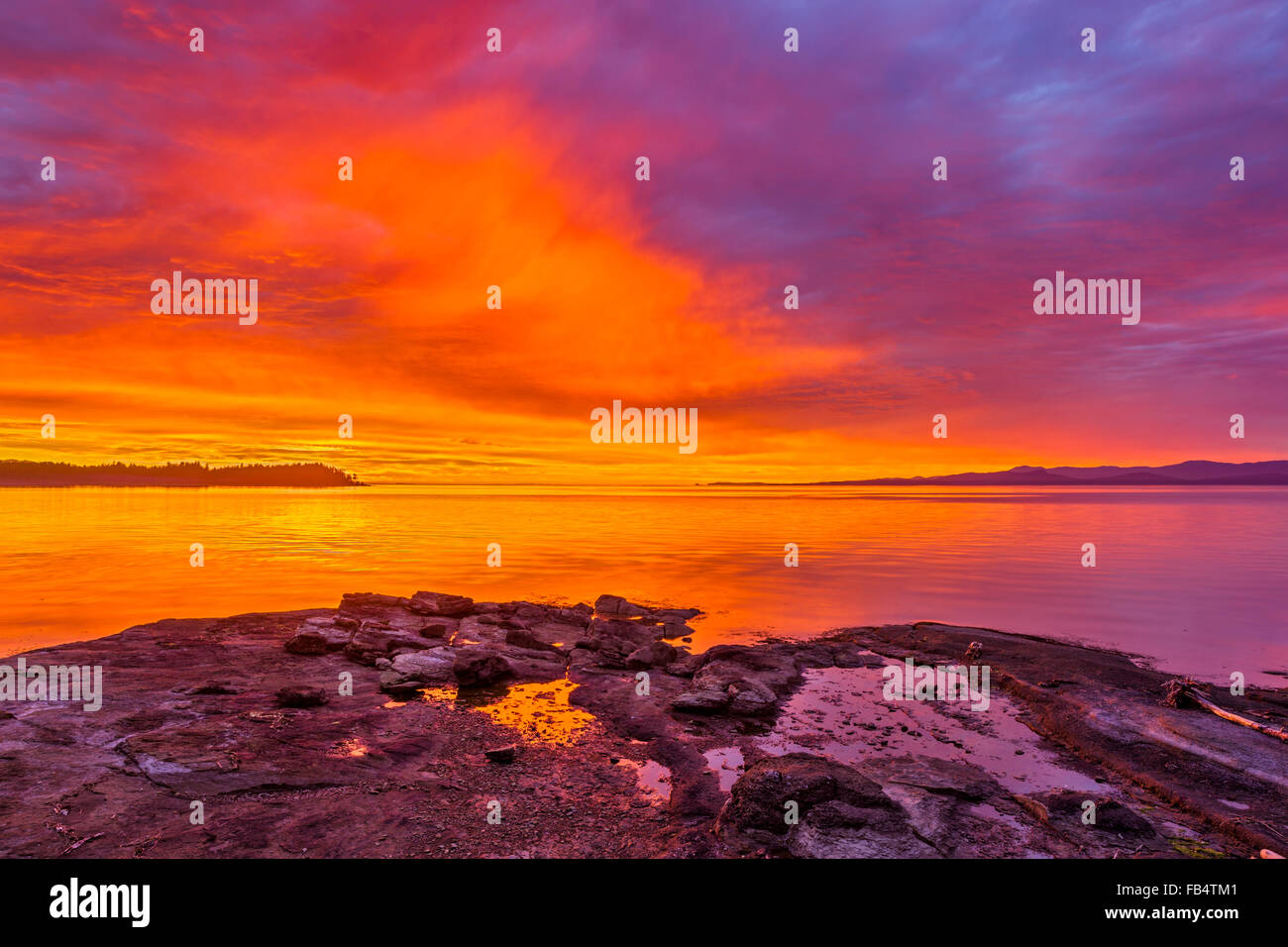 Mistaken Island at sunset, Vancouver Island Stock Photo Alamy