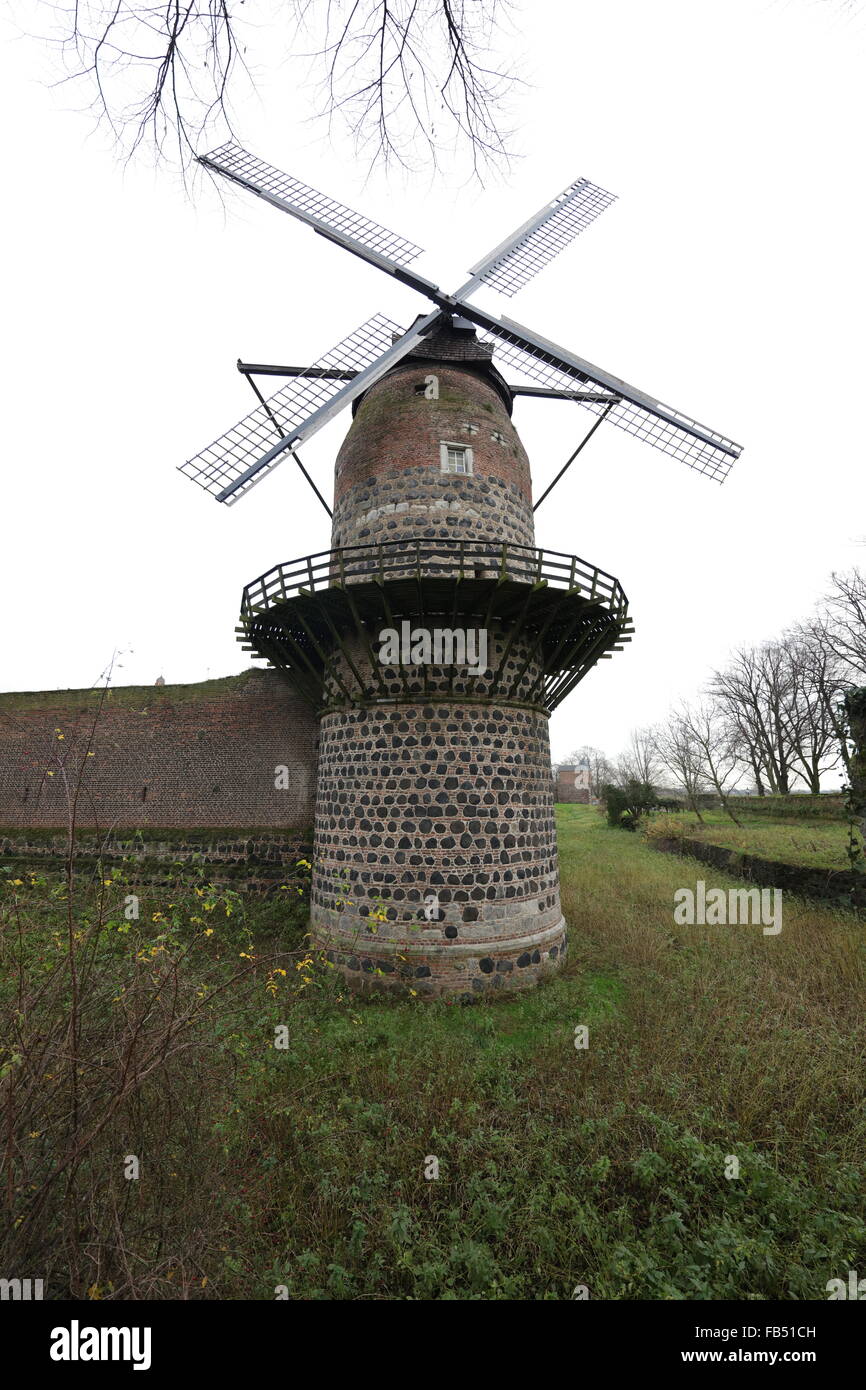 Windmill, Zons, Northrhine Westphalia, Germany Stock Photo