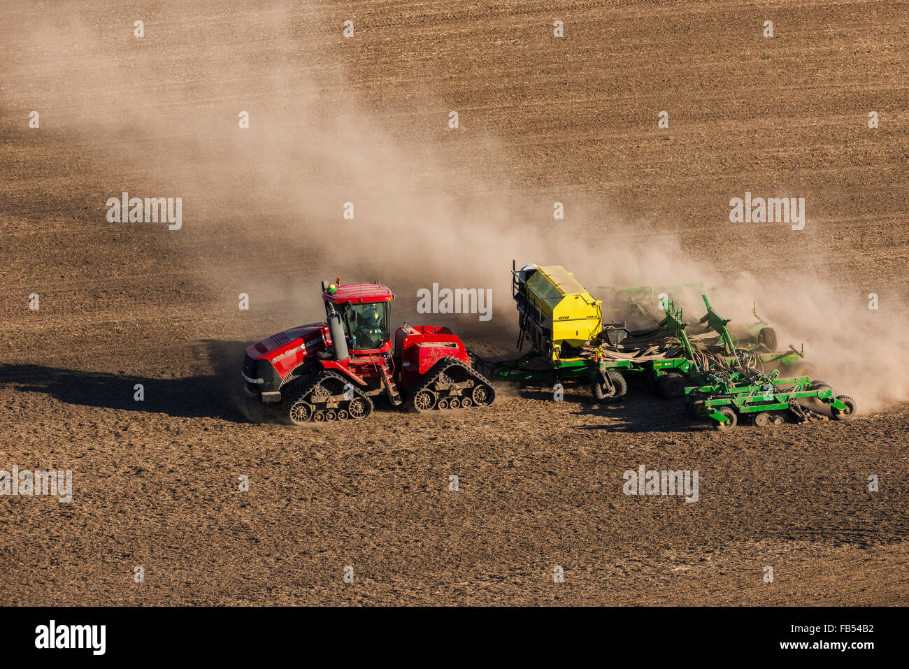 Case quadtrac tractor seeding garbanzo beans in the Palouse region of