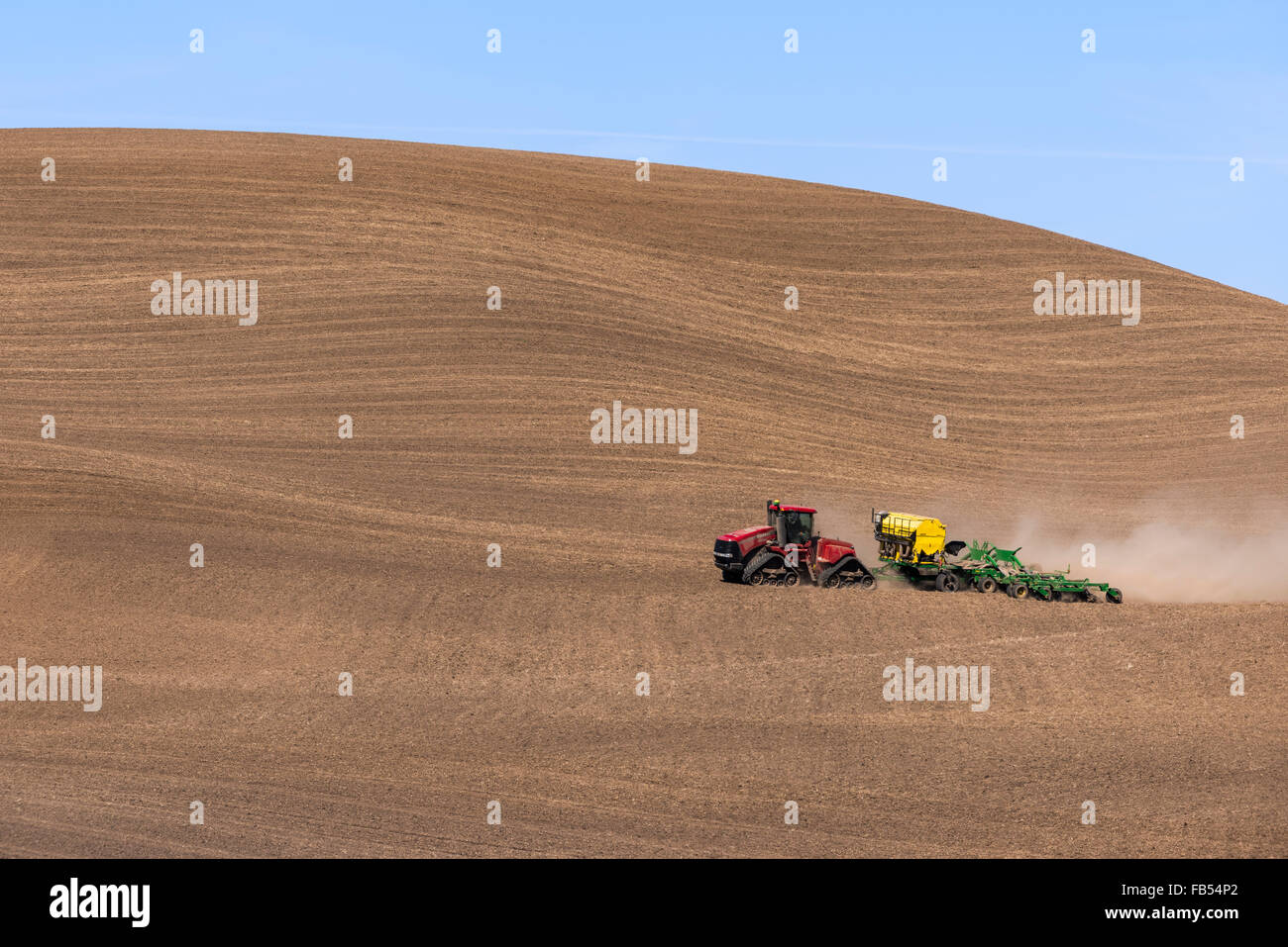 Case quadtrac tractor seeding garbanzo beans in the Palouse region of