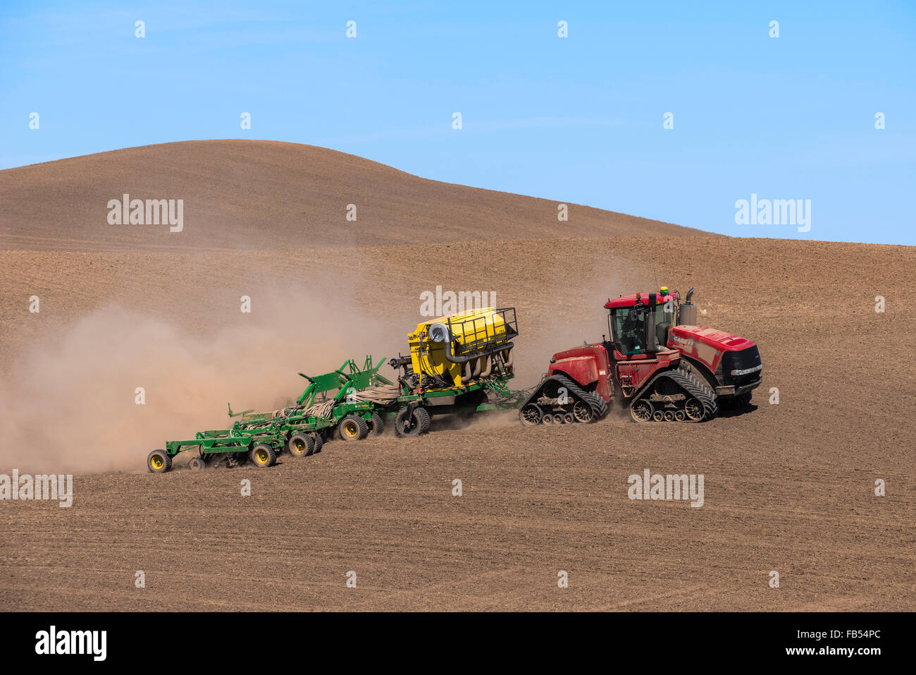 Case quadtrac tractor seeding garbanzo beans in the Palouse region of