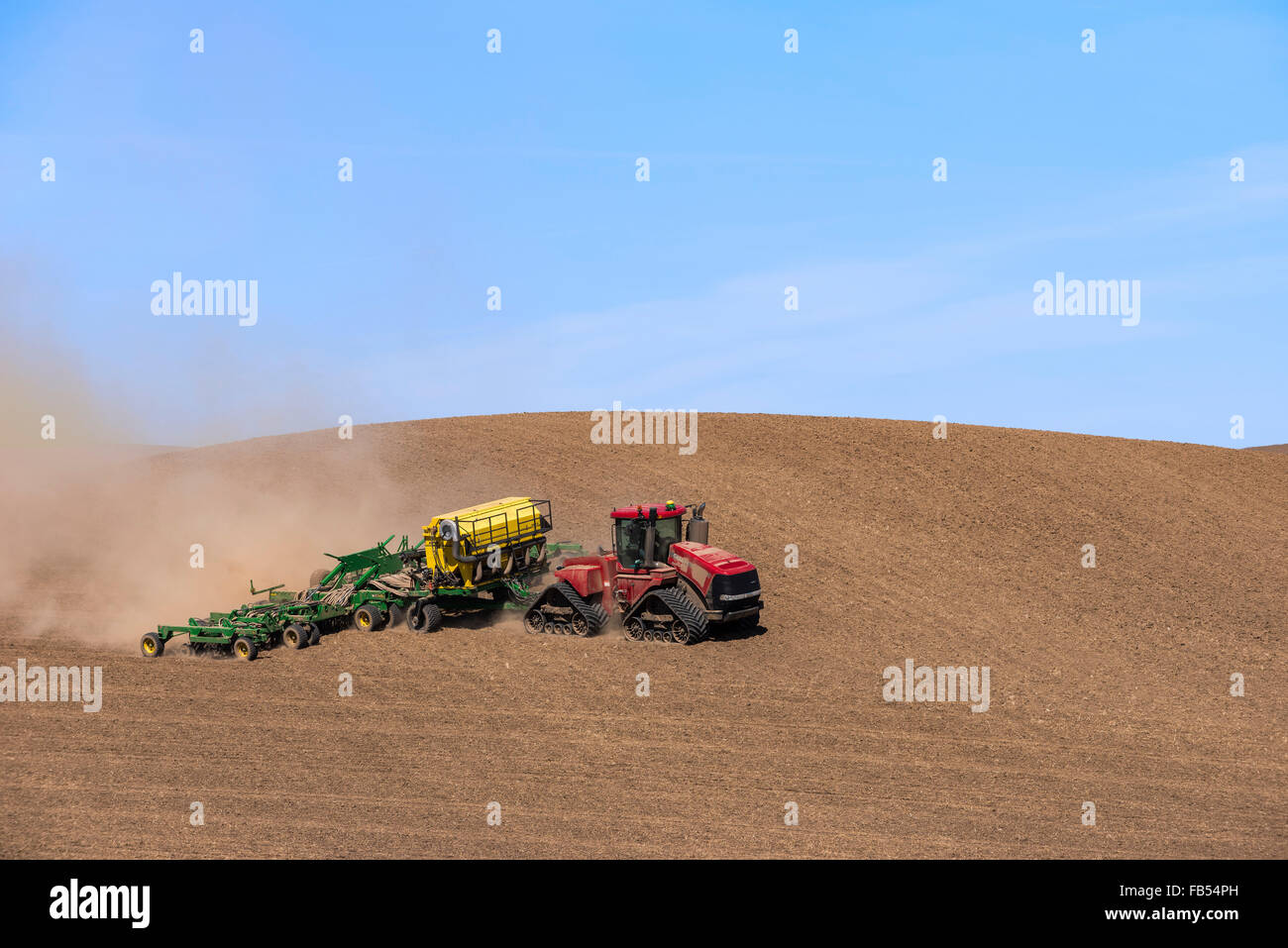 Case quadtrac tractor seeding garbanzo beans in the Palouse region of