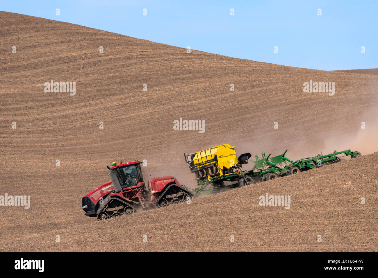 Case quadtrac tractor seeding garbanzo beans in the Palouse region of