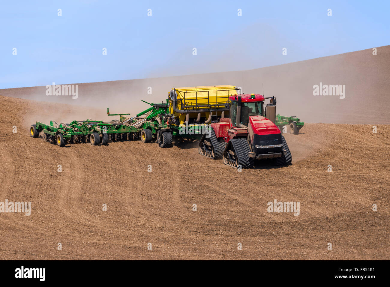 Case quadtrac tractor seeding garbanzo beans in the Palouse region of