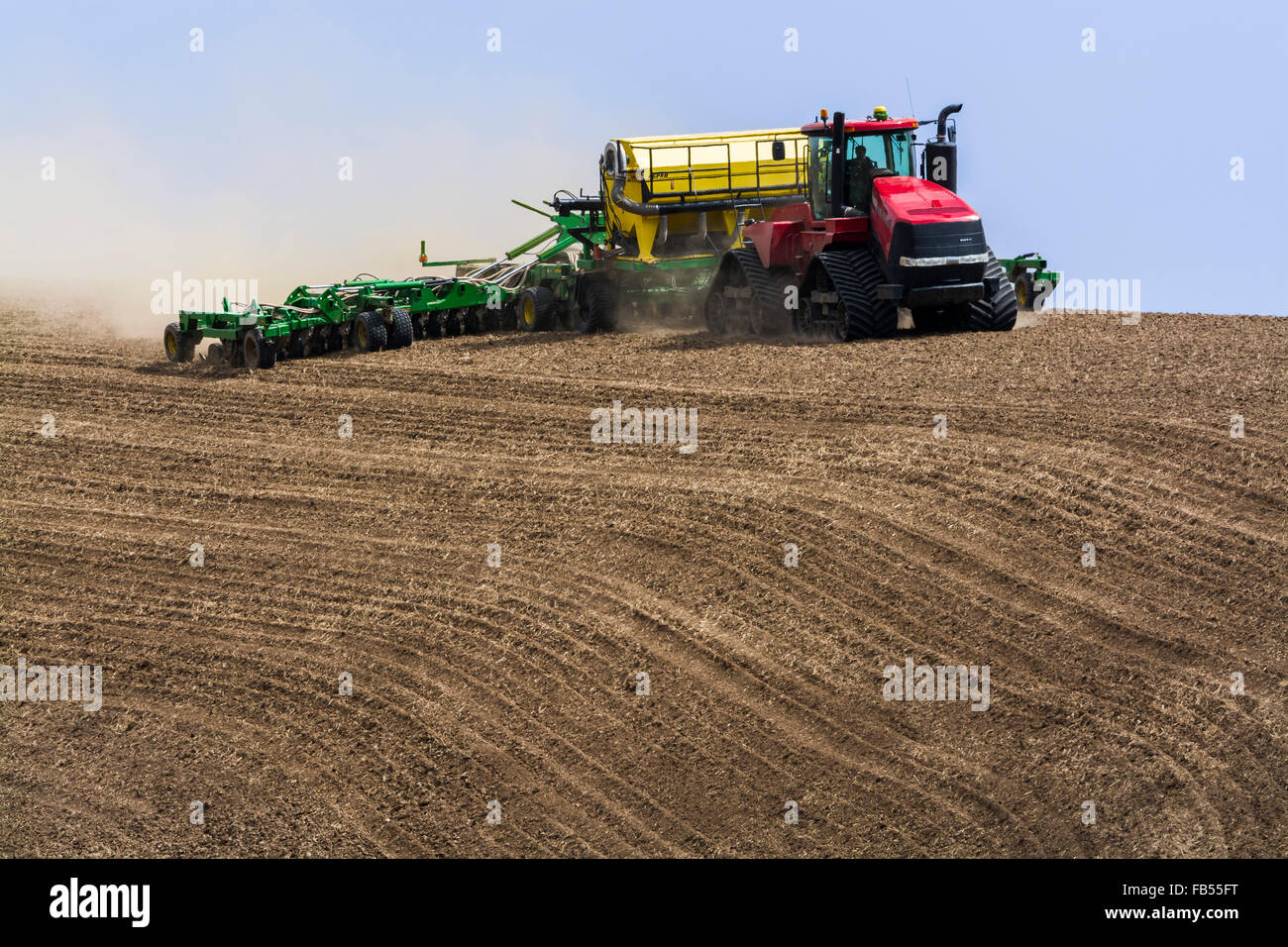 Case quadtrac tractor seeding garbanzo beans in the Palouse region of