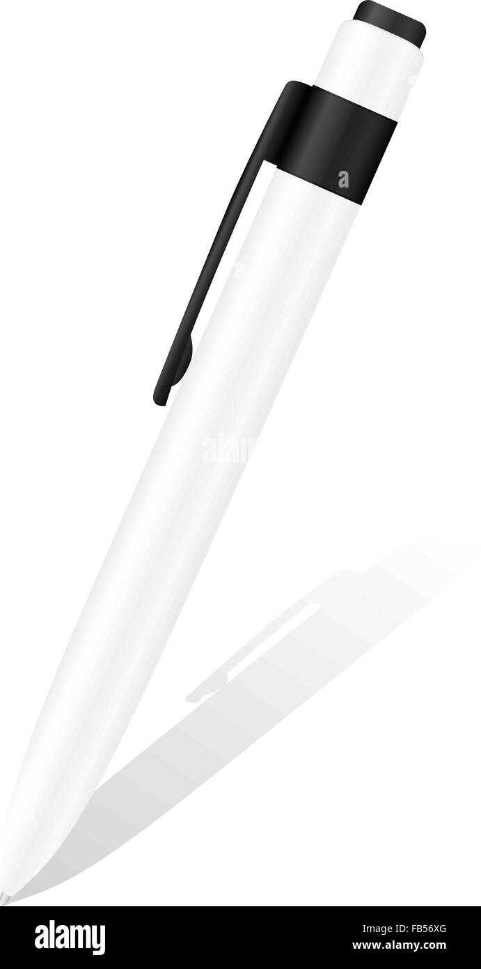 Ballpoint pen and shadow on a white background. Vector illustration ...