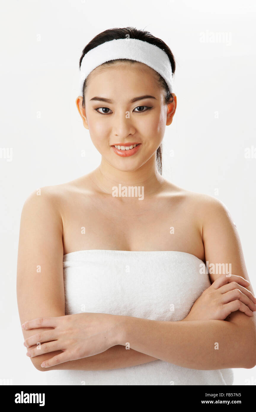 Mature woman crossing arms in hi-res stock photography and images - Alamy