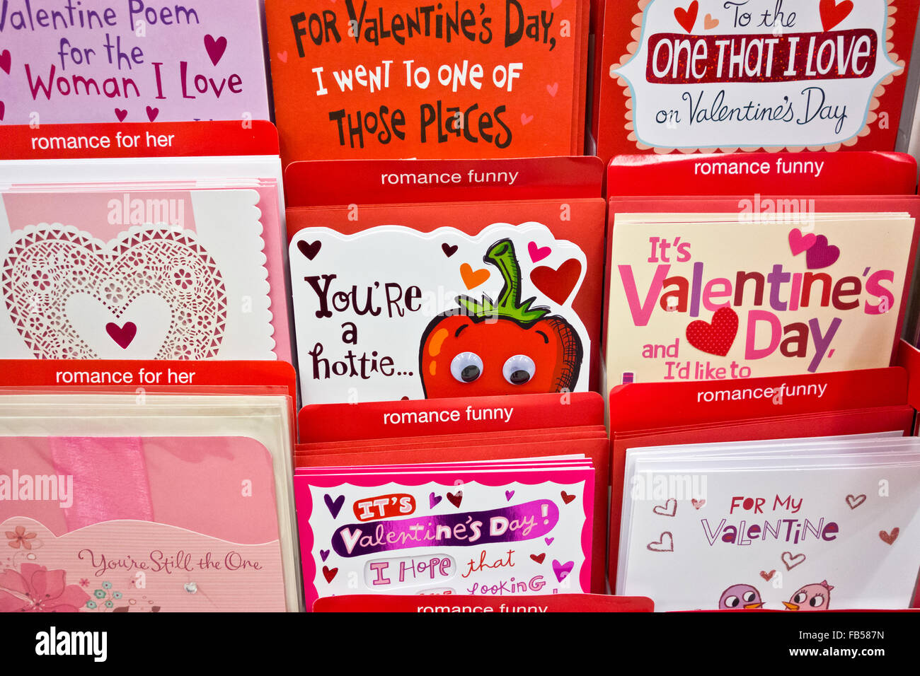 Closeup Of Romantic And Funny Valentine S Greeting Cards In The Stock Photo Alamy