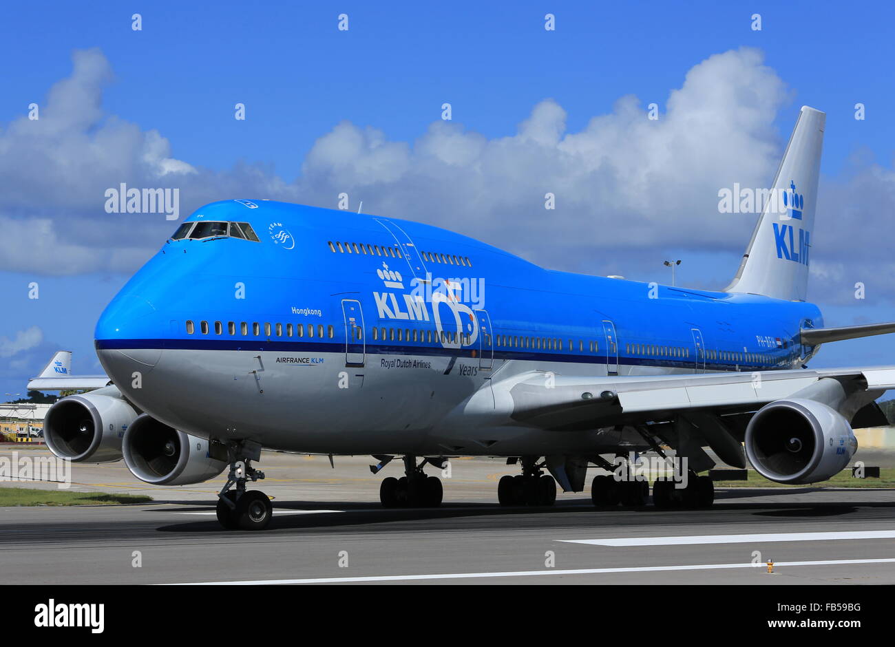 A KLM Boeing 747-400 taxiing for departure to Curacao from