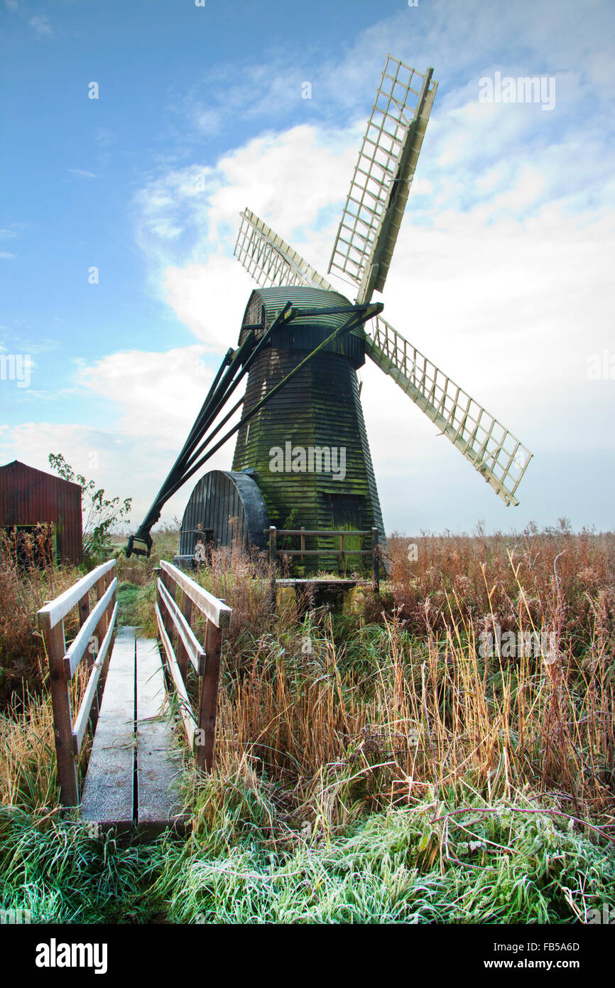 A frosty day at Herringfleet mill Stock Photo - Alamy