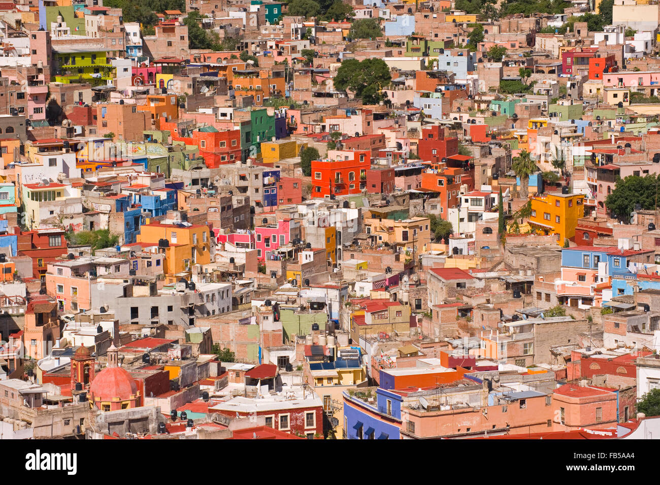 Coloured buildings of the UNESCO World Heritage Site city of Guanajuato, Mexico Stock Photo