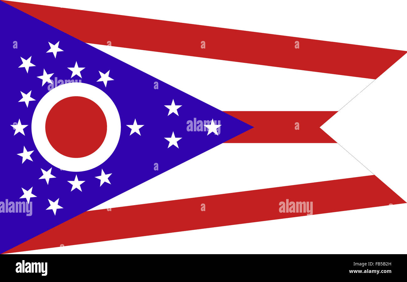 The state flag of Ohio is a state in the Midwestern region of the United States. Stock Photo