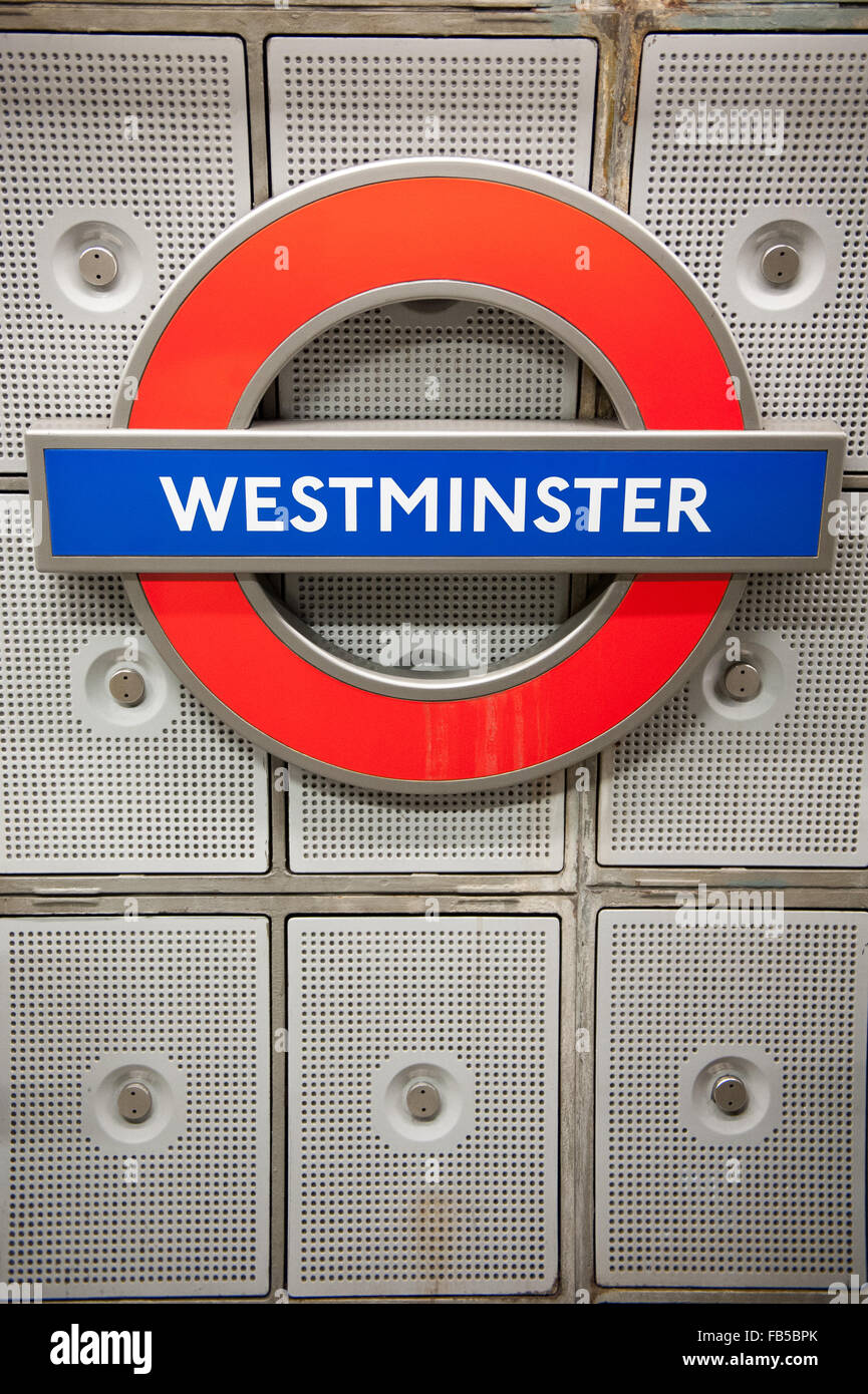 Westminster London Underground tube station in London. Stock Photo