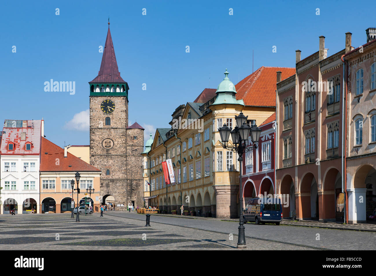 The main square in the center of the town Jicin in the Czech Republic Stock Photo