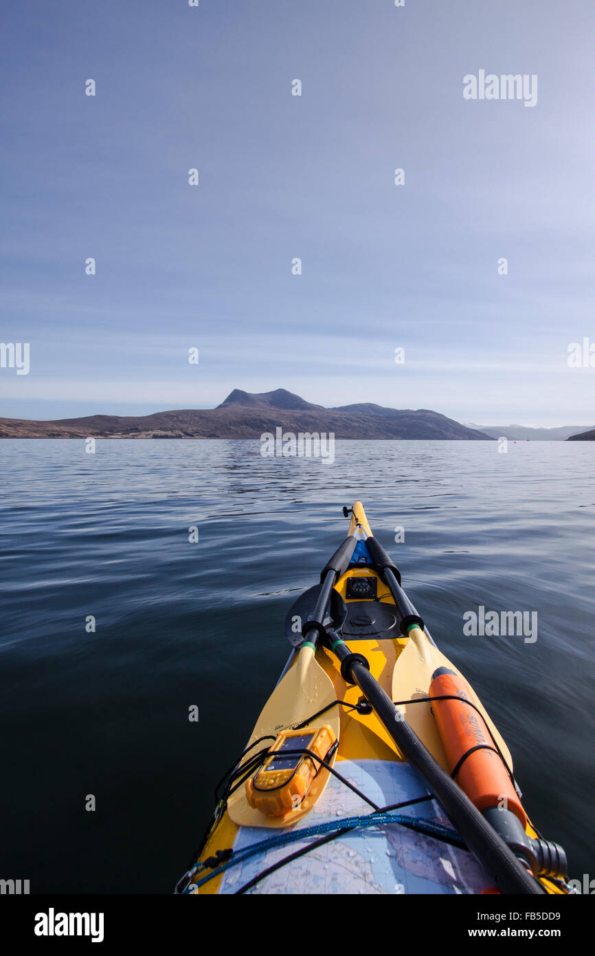 Sea kayaking on Little Loch Broom Stock Photo