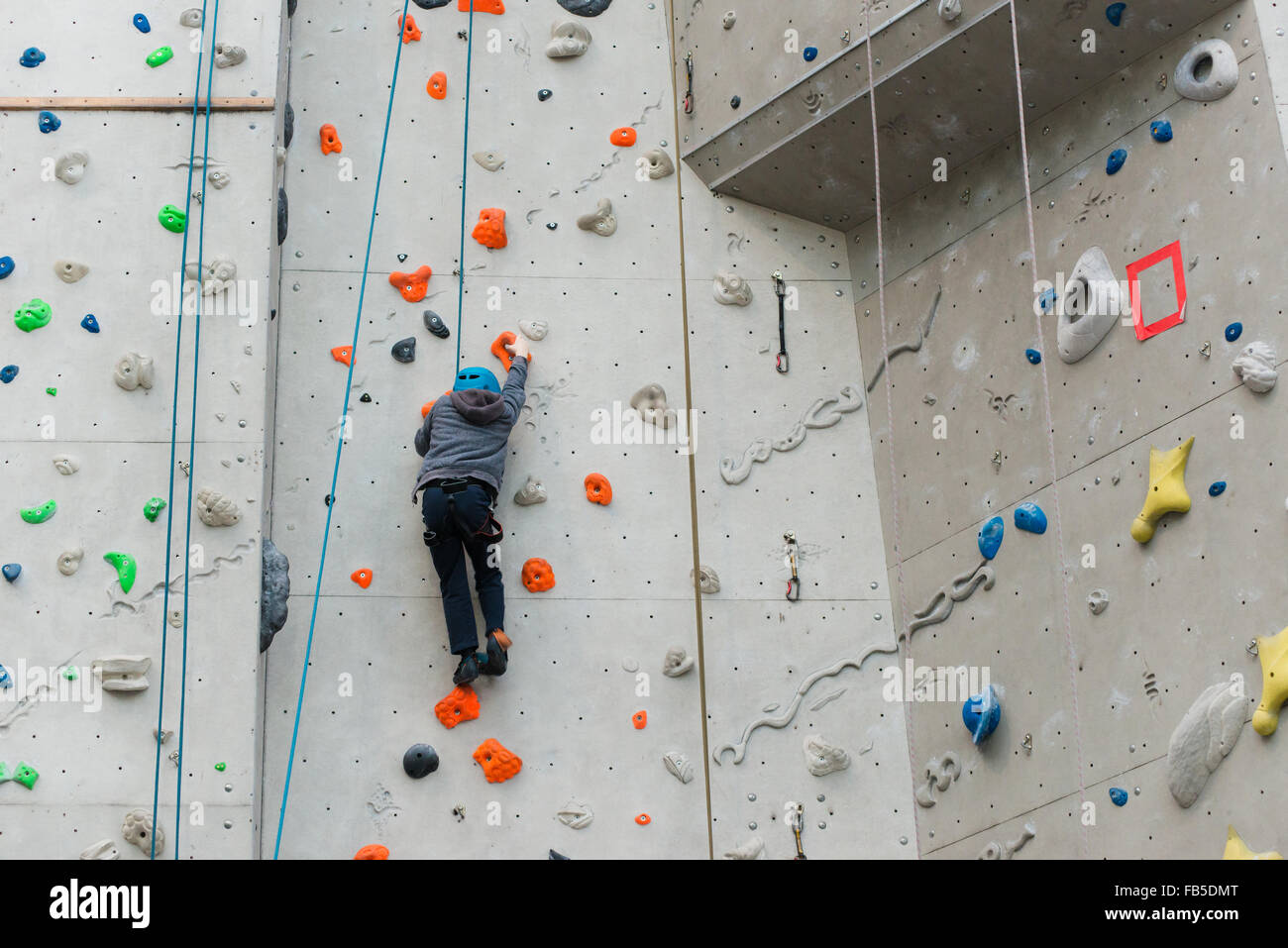 Boy climbing at Edinburgh International climbing Arena (EICA) near ...