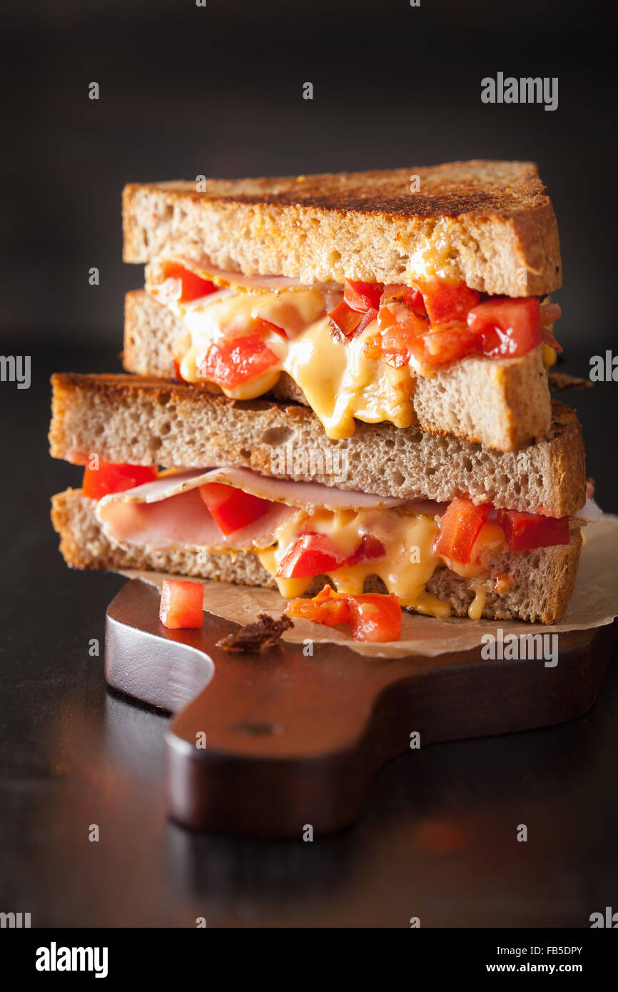grilled cheese sandwich with ham and tomato Stock Photo Alamy