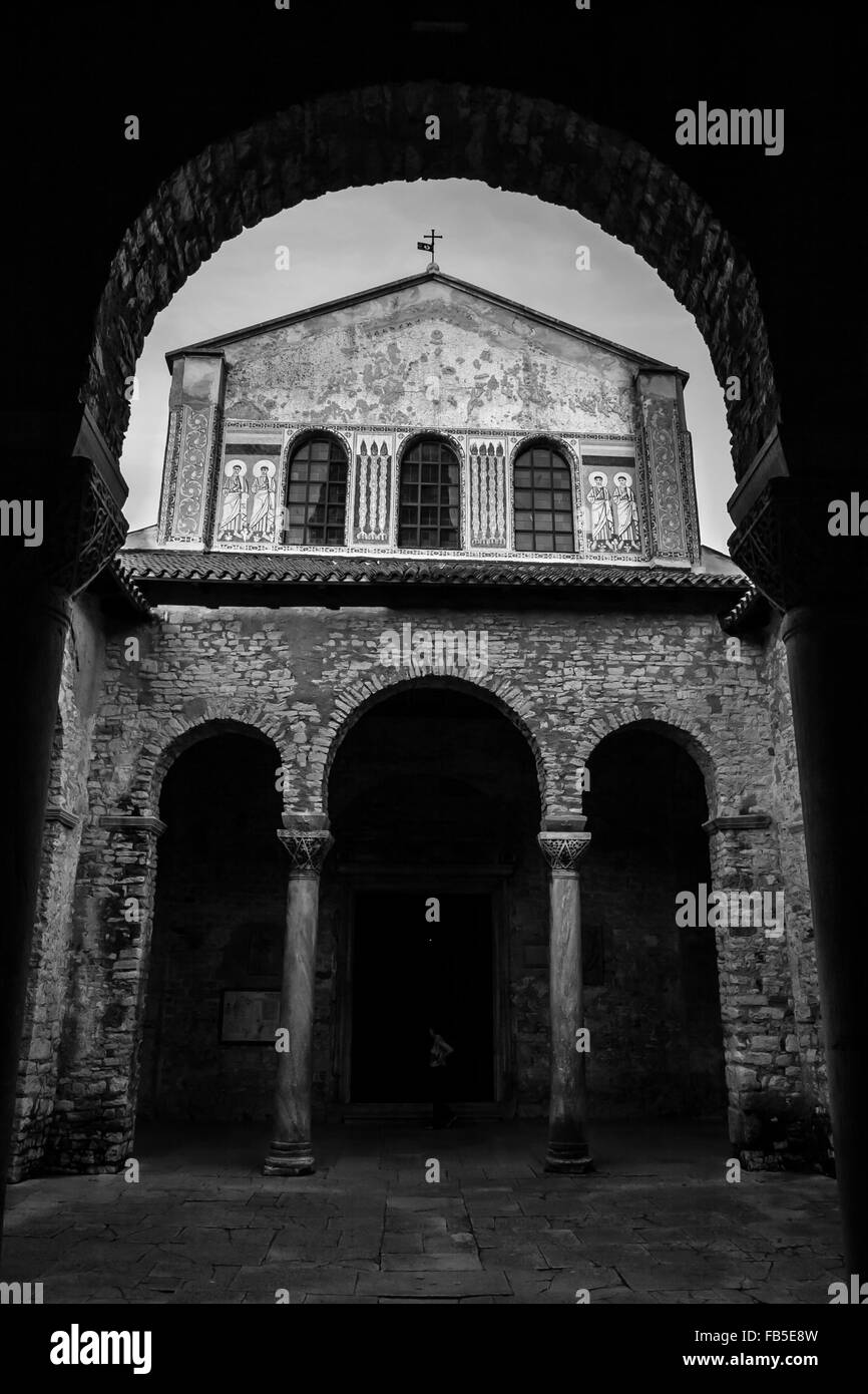 Old Church in black and White Pula Croatia Stock Photo