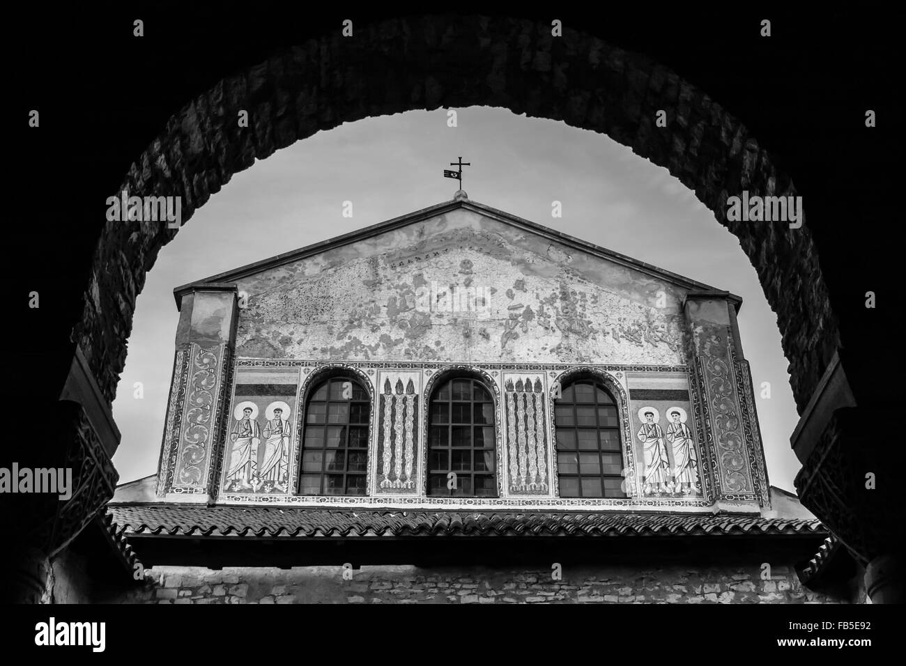 Old Church in black and White Pula Croatia Stock Photo