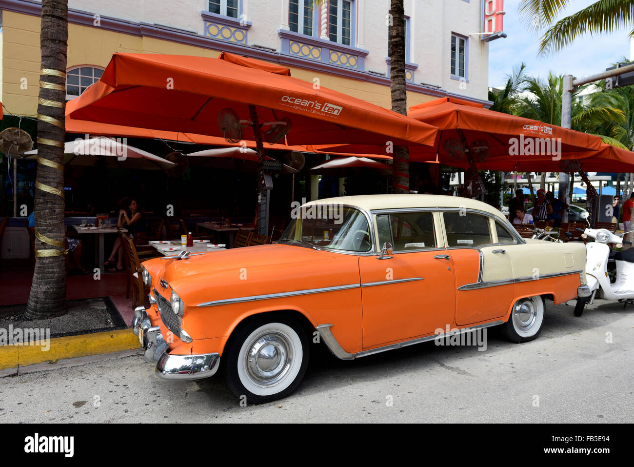 Images of Hotel facades and Classic Cars taken on Ocean Drive, Miami