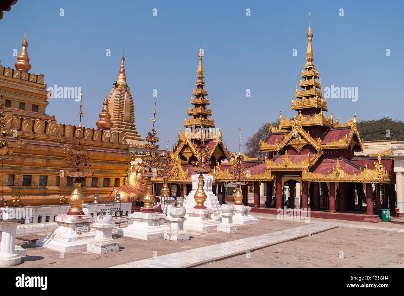 Shwezigon pagoda in Bagan, Mandalay Region, Myanmar. Stock Photo