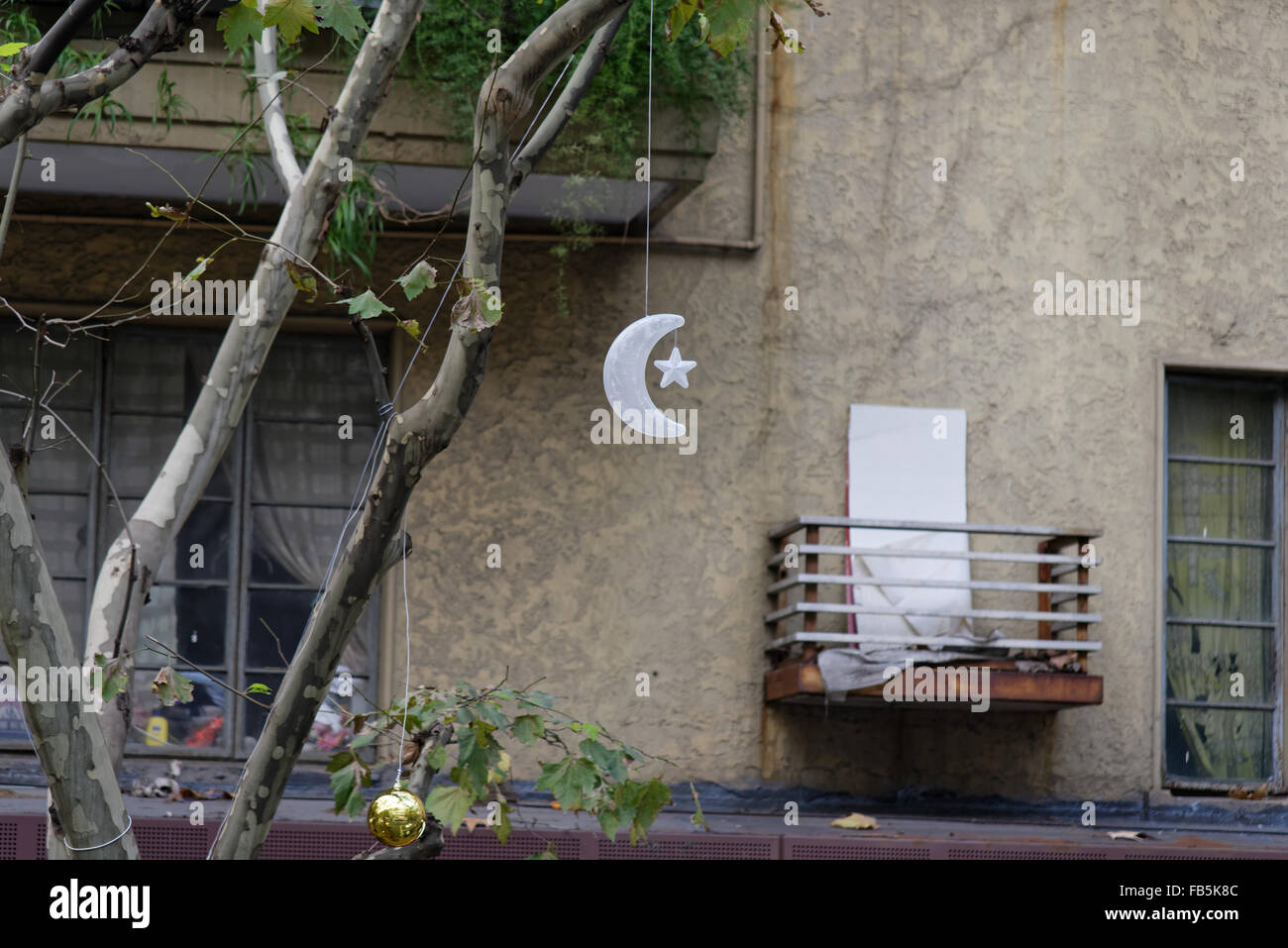 Half Moon Symbol Hanging On A Tree Stock Photo Alamy