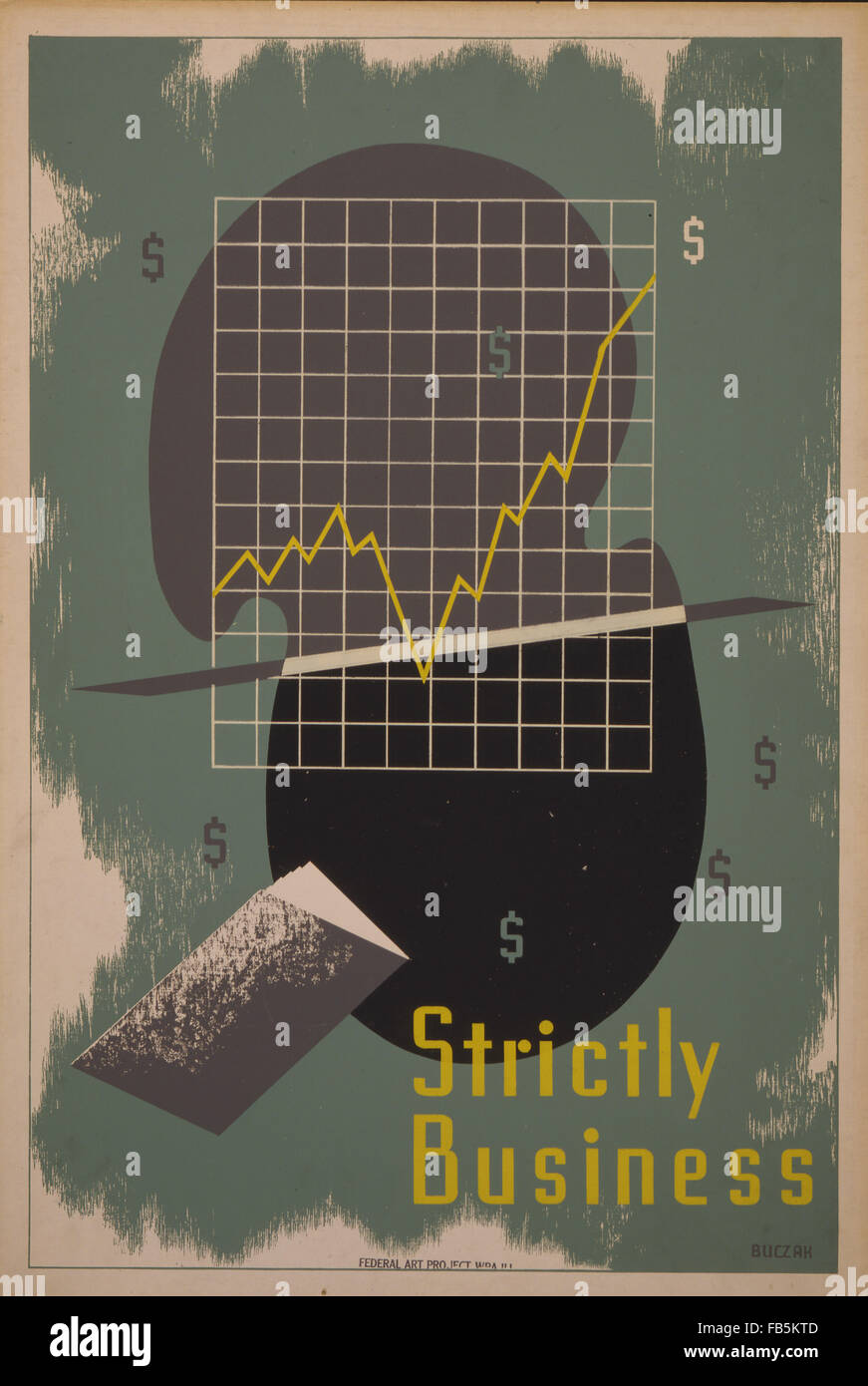 Business themed Work Projects Administration (WPA) poster produced between 1936 and 1943. (Library of Congress) Stock Photo