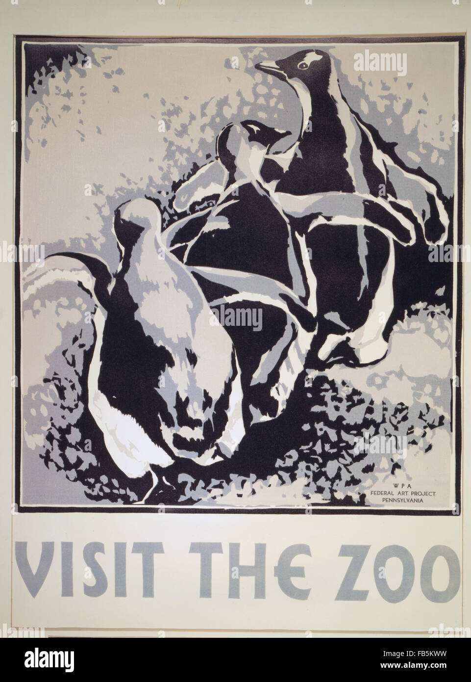Work Projects Administration (WPA) poster promoting zoos, produced between 1936 and 1943. (Library of Congress) Stock Photo