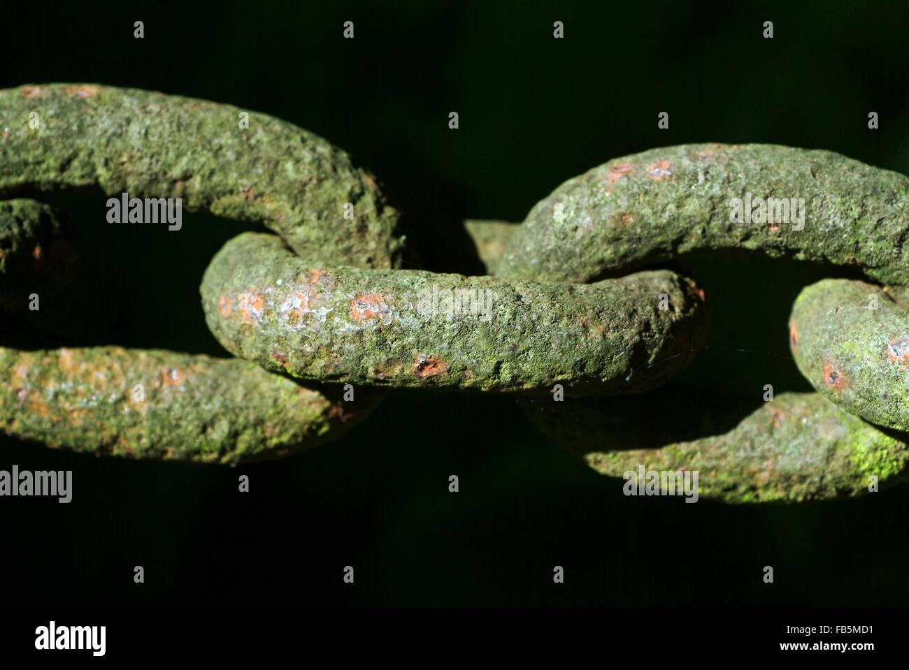 Rusty chain with black background Stock Photo