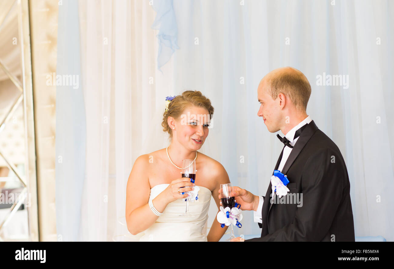 Happy bride and groom on their wedding Stock Photo - Alamy