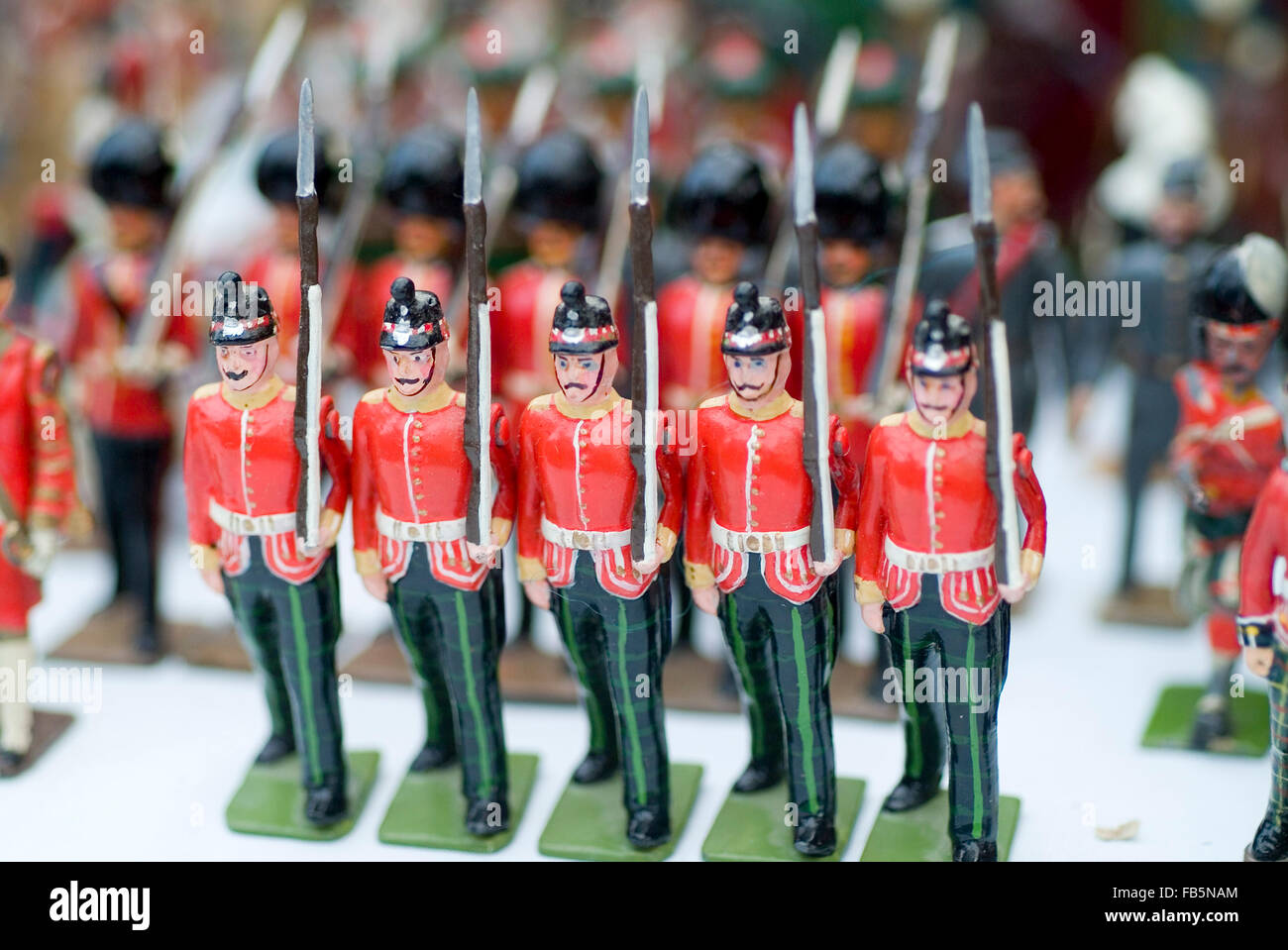 English soldiers miniatures on a flea market London england UK europe Stock Photo