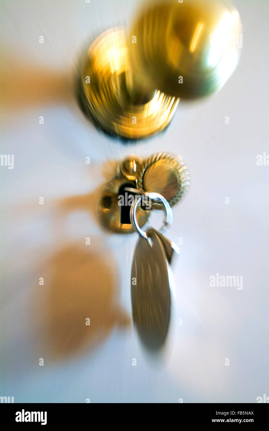 House keys in door lock Stock Photo Alamy