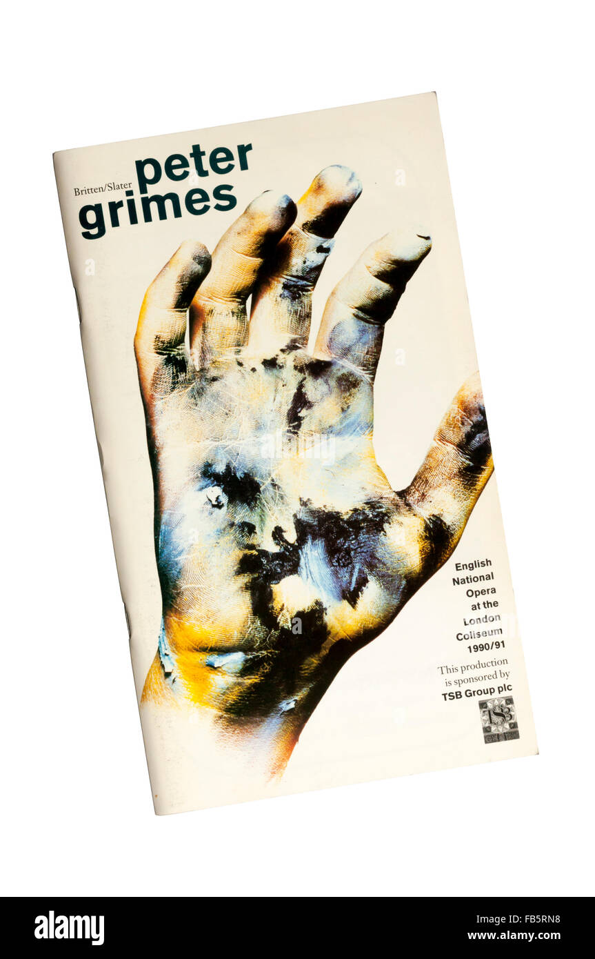 Programme for the 1991 English National Opera production of Peter Grimes by Benjamin Britten, at the London Coliseum. Stock Photo