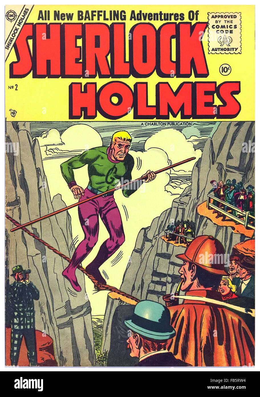 'All New Baffling Adventures of Sherlock Holmes' Charlton Comics 1955, comic book adaptation where Sherlock is relocated to New York City. Only 2 issues were ever produced (see FB42KP for issue 1). Stock Photo