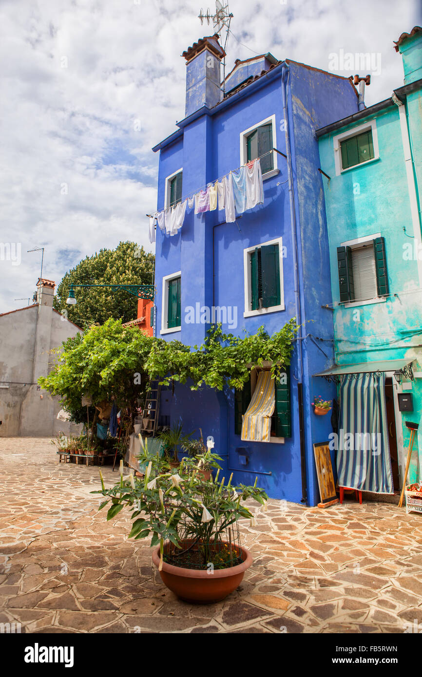 Color houses on Burano island near Venice , Italy Stock Photo - Alamy