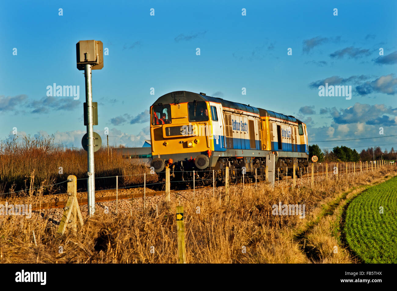 Class 20s on Route Learning Train at Urlay Nook near Yarm Stock Photo