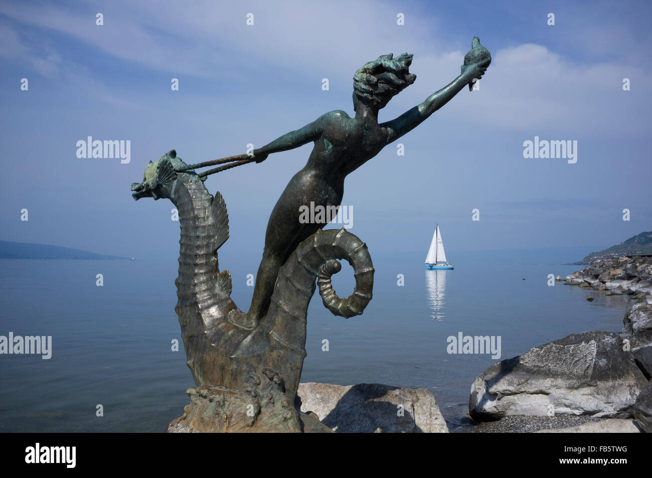 Lake Geneva Bronze Statues, Vevey, Switzerland 1 Stock Photo Alamy