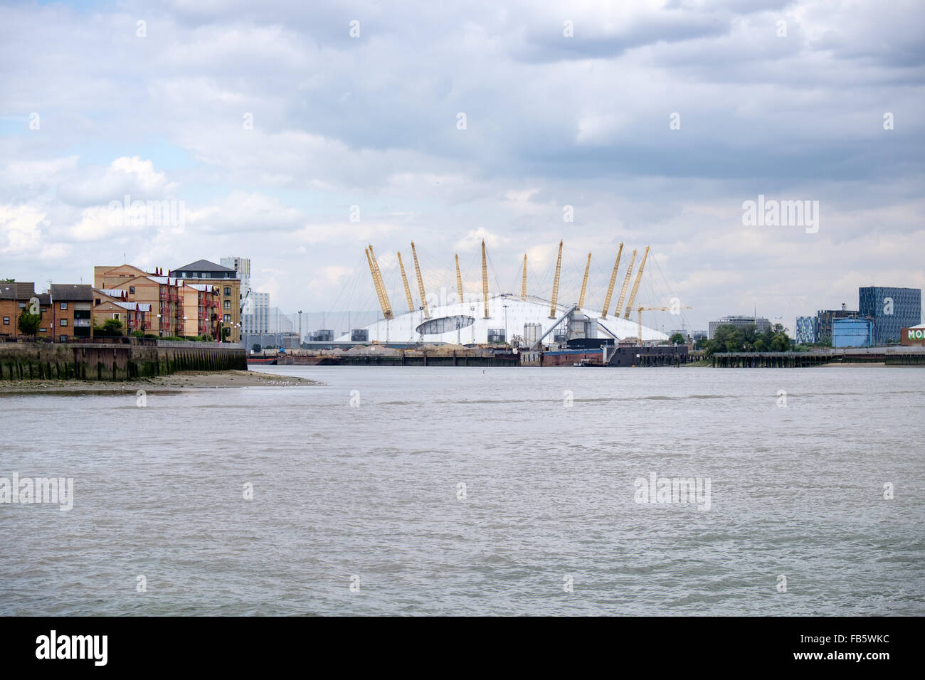 Millennium Dome (the O2 Arena) on the Greenwich peninsula, UK, seen from the River Thames Stock Photo