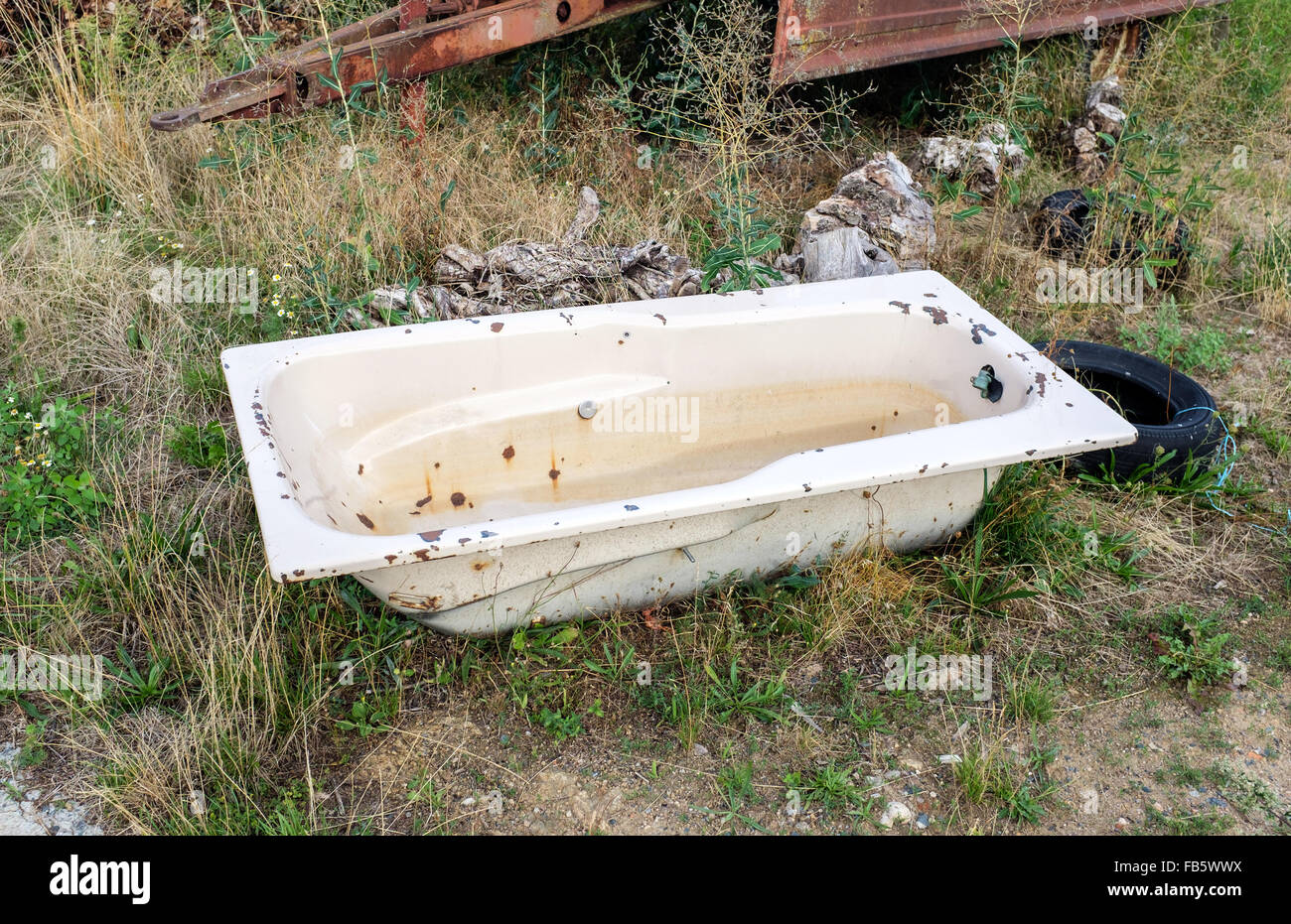 Abandoned bath tub Stock Photo