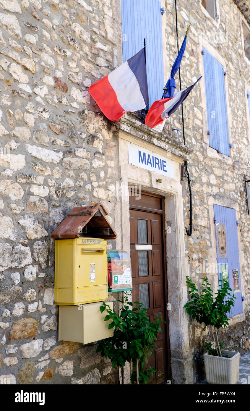 La Mairie (town hall) in Village of Aigueze in Languedoc-Roussillon region of France Stock Photo