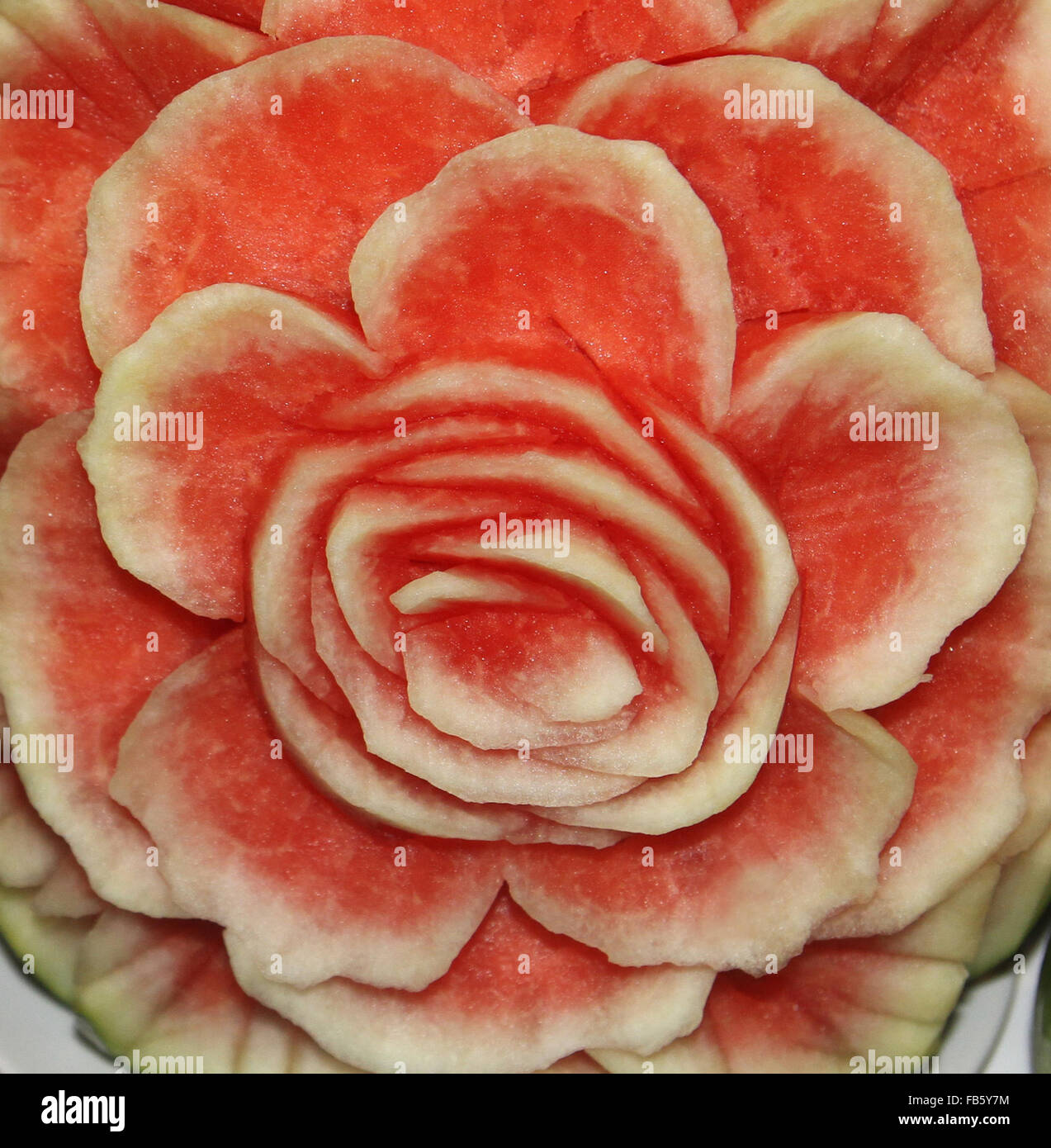 Watermelon sliced in the shape of a flower Stock Photo