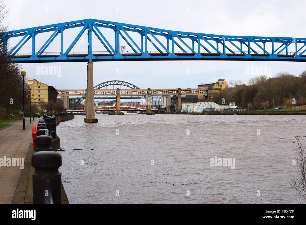 The Queen Elizabeth II Metro bridge, over the river Tyne, between Newcastle and Gateshead. Stock Photo