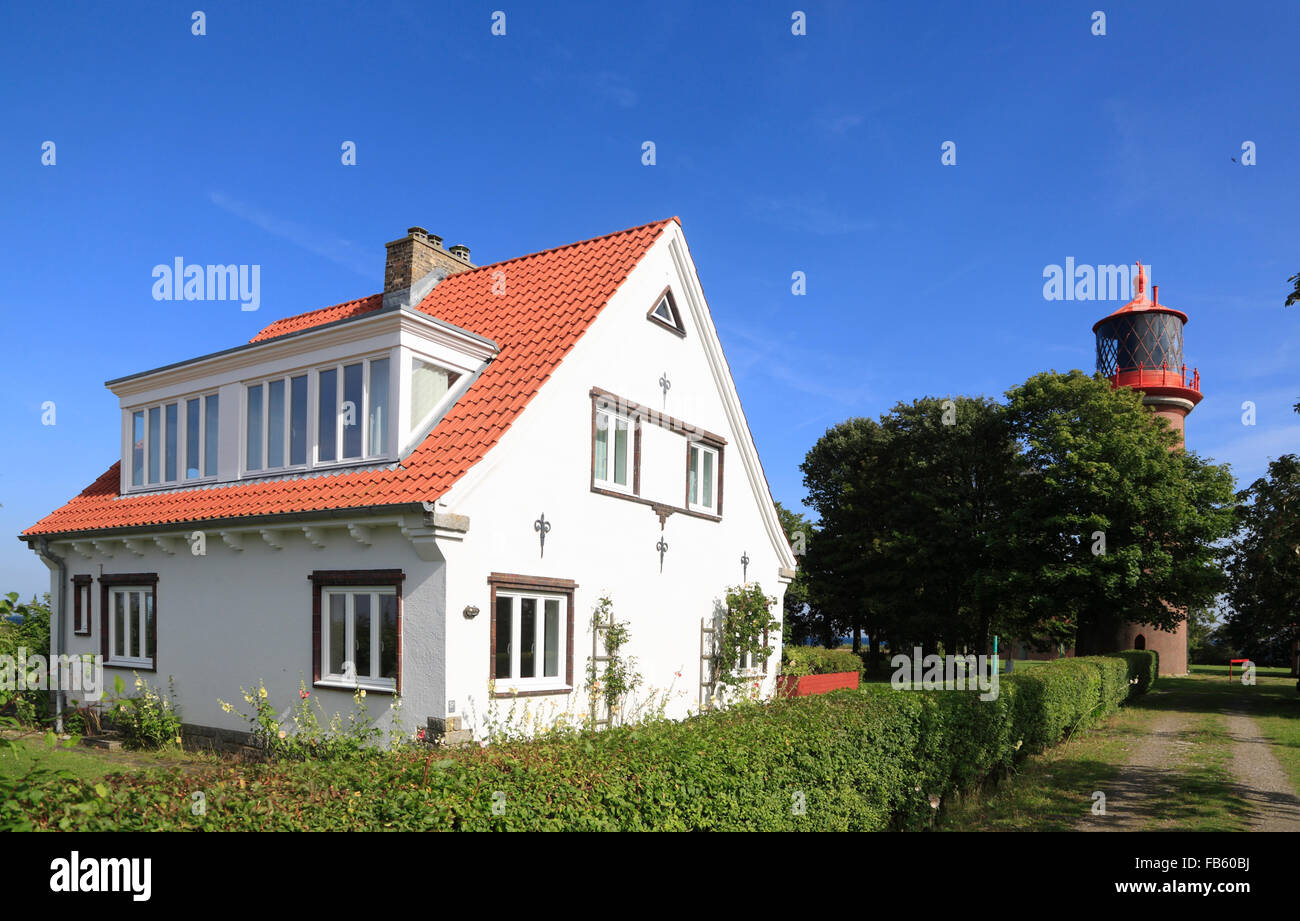 Staberhuk Lighthouse, Fehmarn island, Baltic sea coast, Schleswig-Holstein, Germany Stock Photo