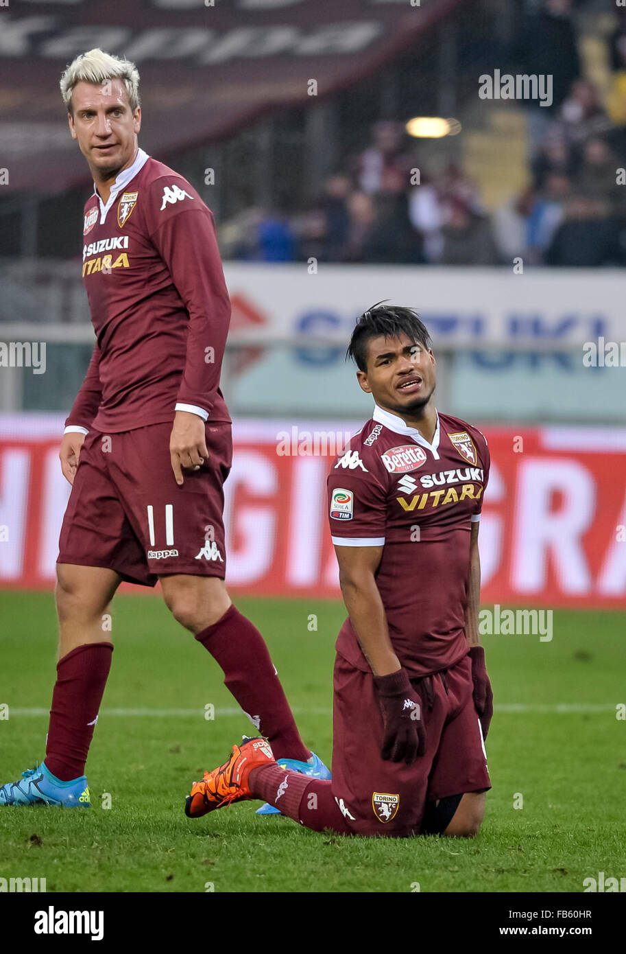 Maxi Lopez (left) and Josef Martinez are disappointed after missing a chance during the Serie A match between Torino FC and Empoli FC. Empoli FC won the match, final result was 1-0 and Massimo Maccarone was the scorer. (Photo by Nicolò Campo/Pacific Press Stock Photo