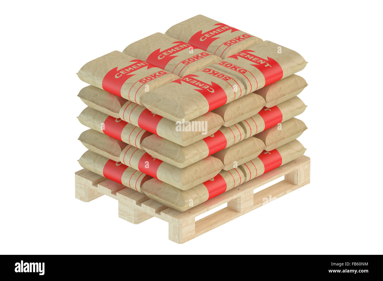 Cement bags on pallet isolated on white background Stock Photo Alamy