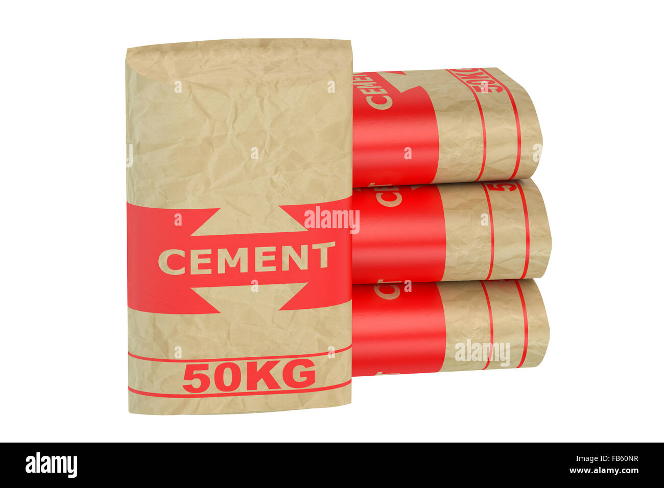 Cement bags isolated on white background Stock Photo