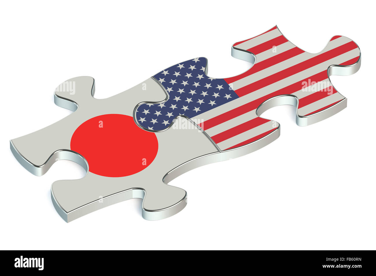 USA and Japan puzzles from flags Stock Photo