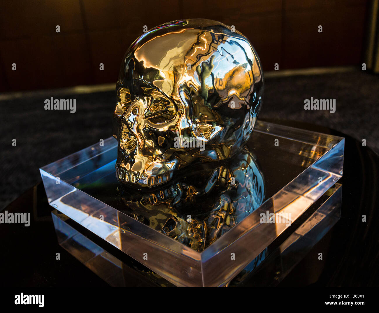 Skull glass sculpture. Stock Photo