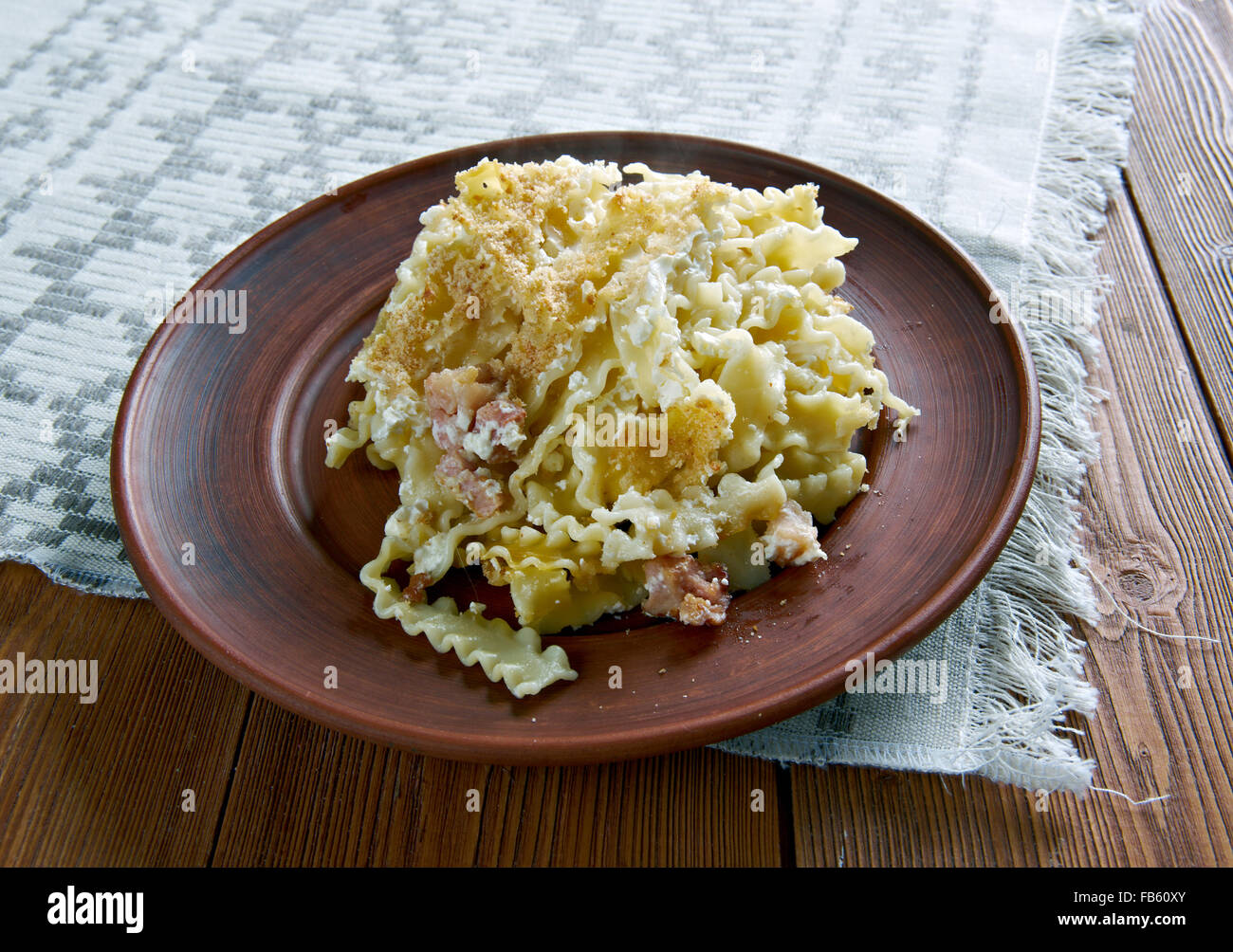 Baked Lokshyna Ukranian Pasta Bake Cooked Egg Noodles And Stock