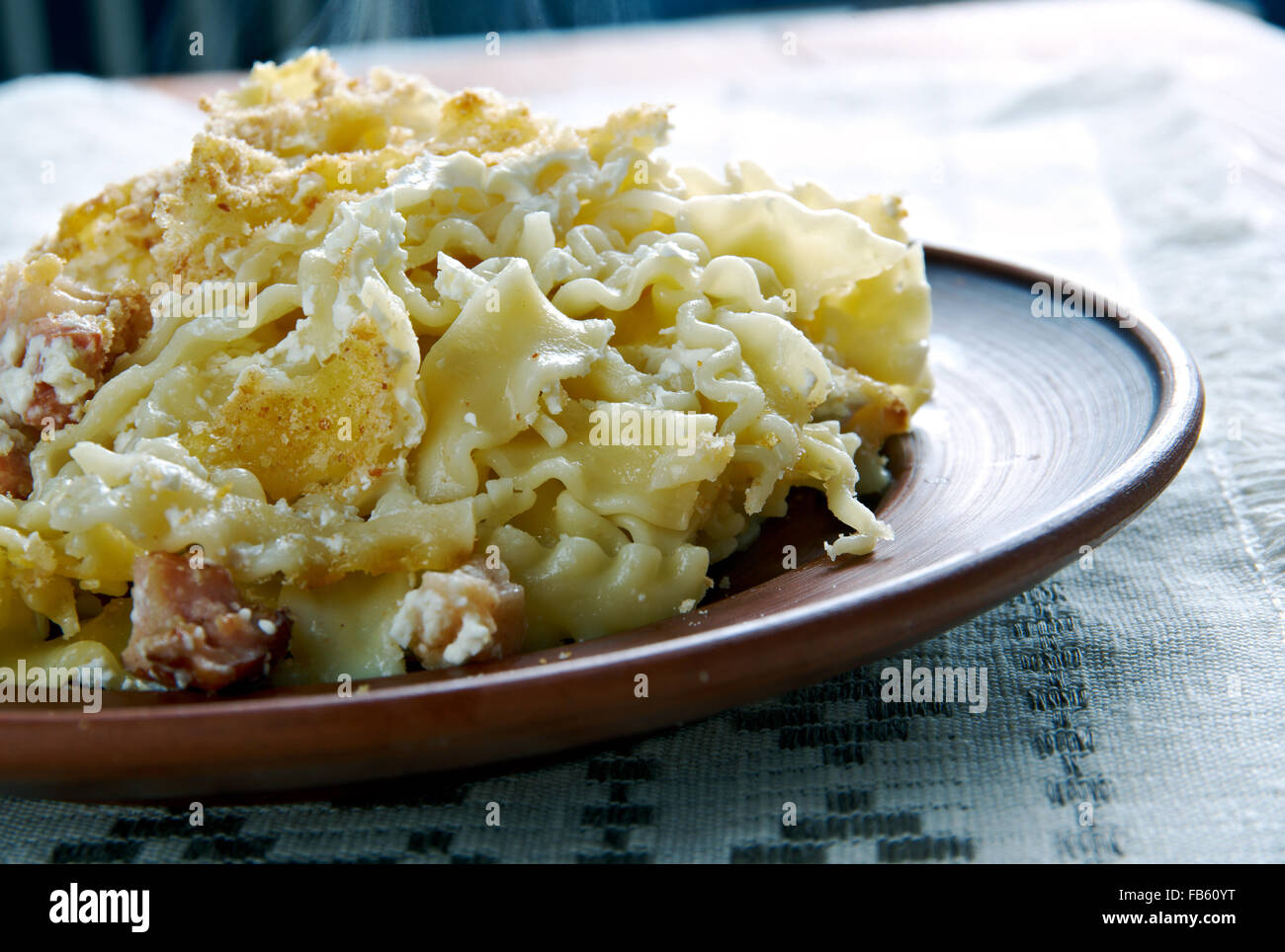 Baked Lokshyna Ukranian Pasta Bake Cooked Egg Noodles And Stock
